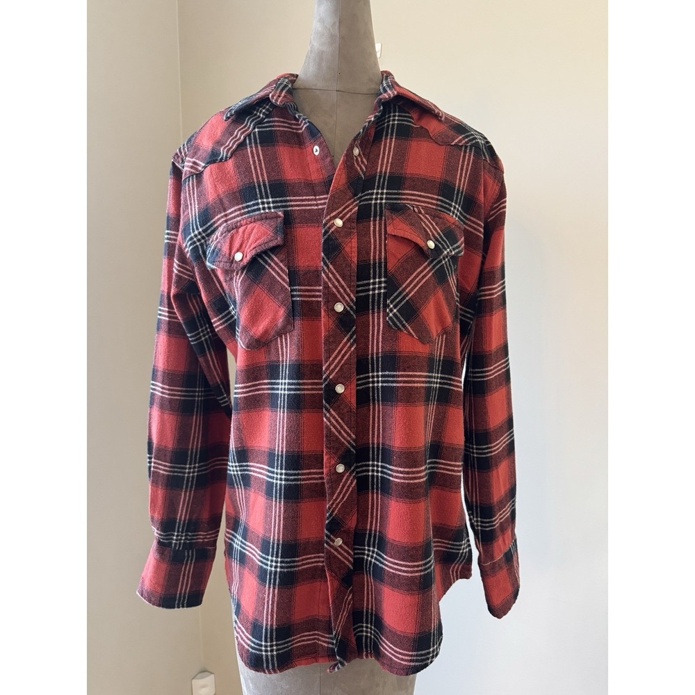 VTG Wrangler Red and Black WRANCHER  Pearl Shirt Medium Lumberjack Mountain